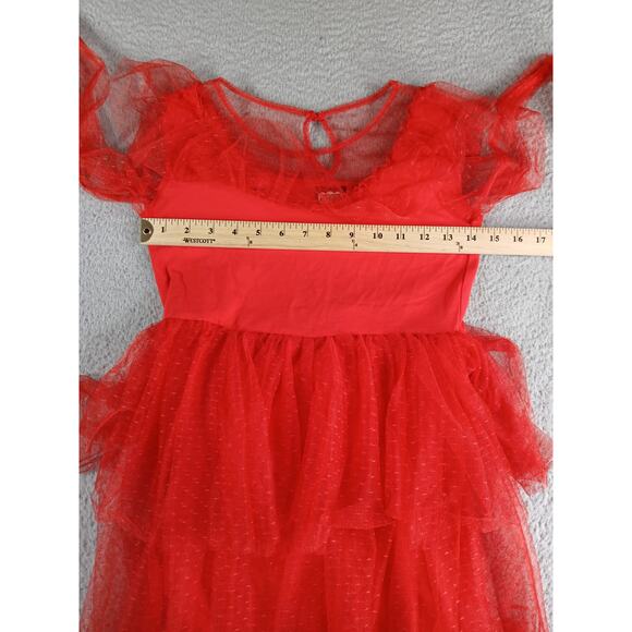 Beetlejuice Costume Girls Large Red Kids Lydia Deetz Dress Long Sleeve Tier NWT - Picture 4 of 8